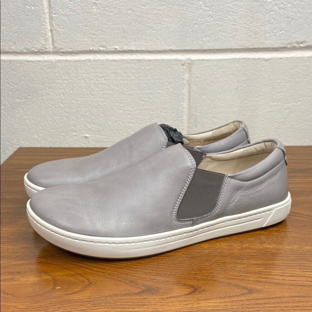 Birkenstock Men's Barrie Grey and White‎ Leather Loafers EU42 Regular Fit 289271
